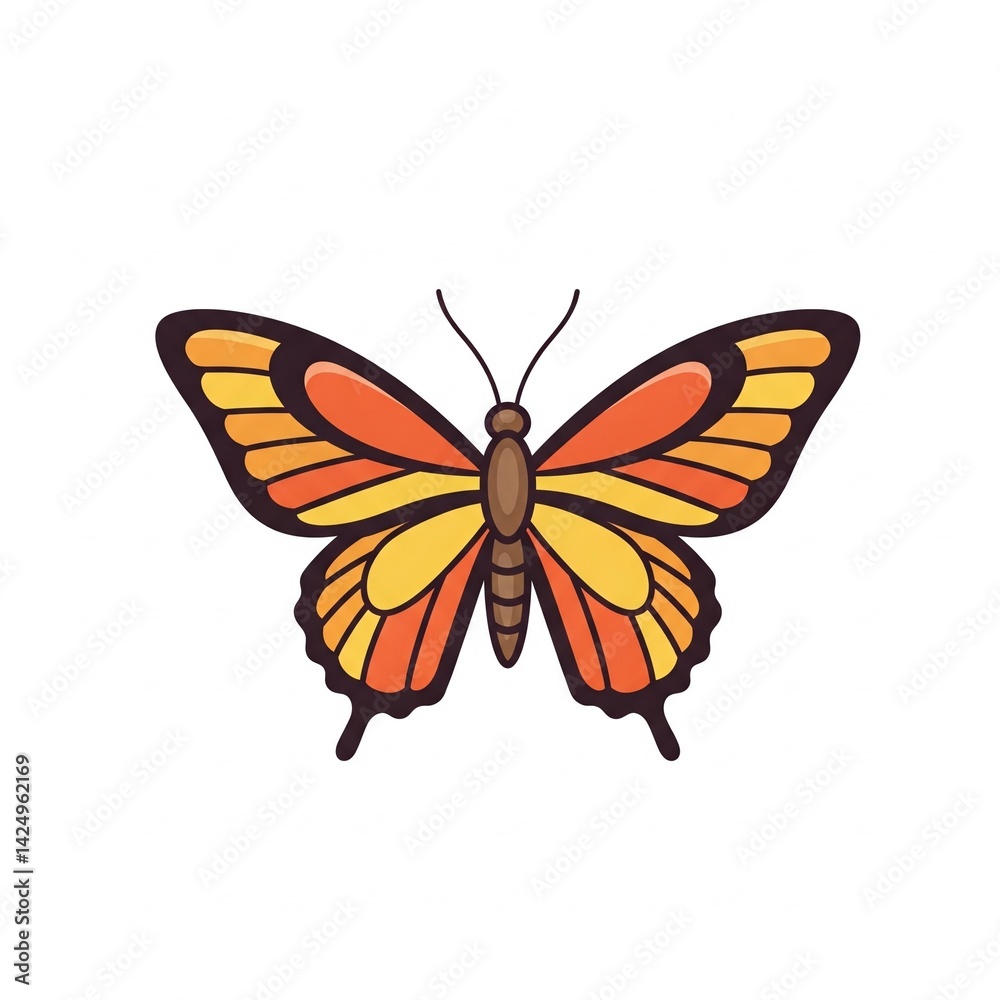 Obraz premium Black butterfly icon in editable outline vector style, minimalist design on white background for logos and web 