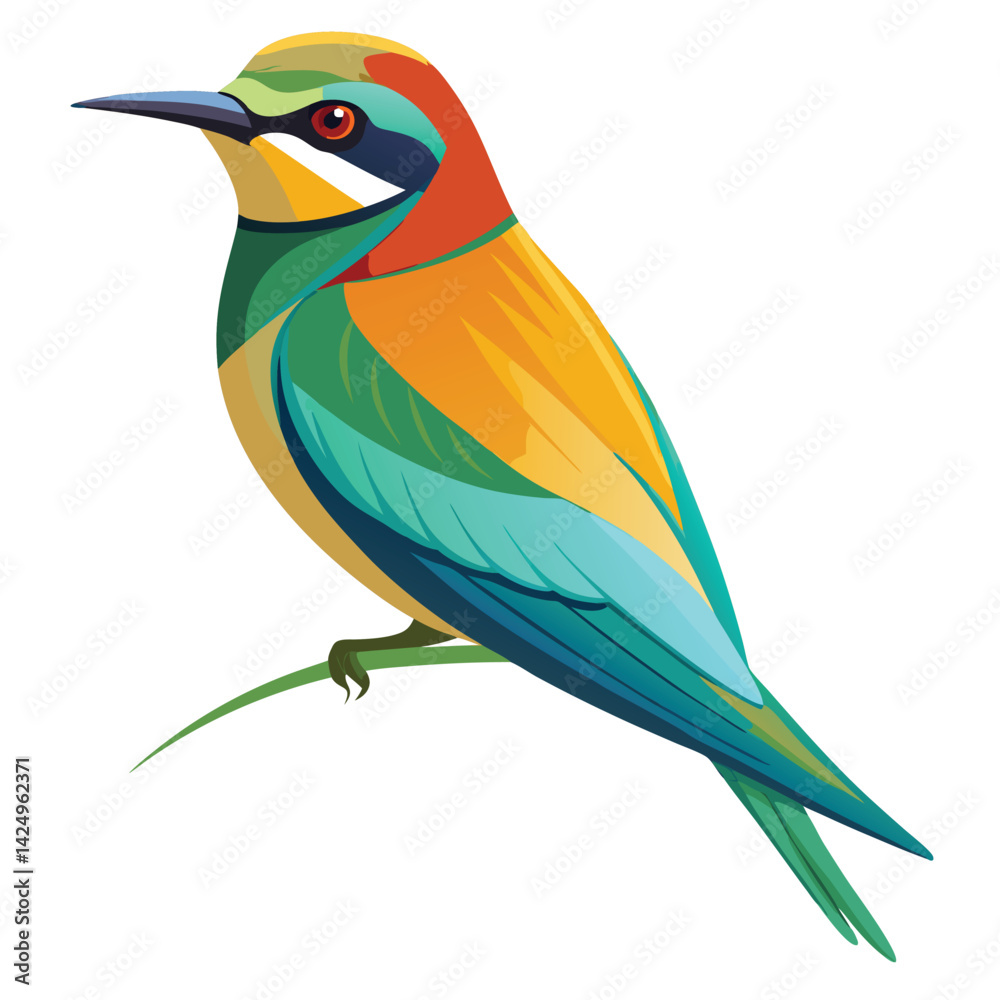 Fototapeta premium Bee-eater birds set shilhotee vector isolated on white background