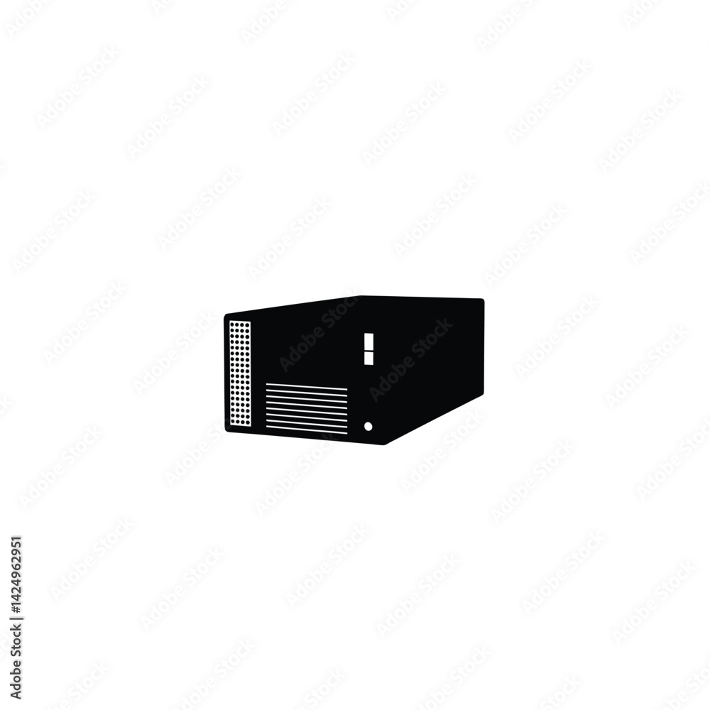 Computer server silhouette on white background Computer server silhouette on white background