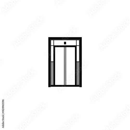 Elevator door silhouette on white background