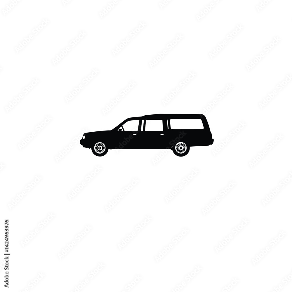 Hearse car silhouette on white background Hearse car silhouette on white background