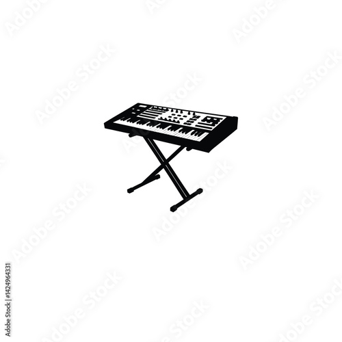 Music Synthesizer full black silhouette on white background