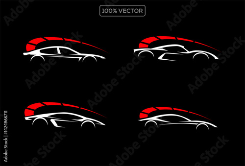 automotive speed logo concept vector template on black background