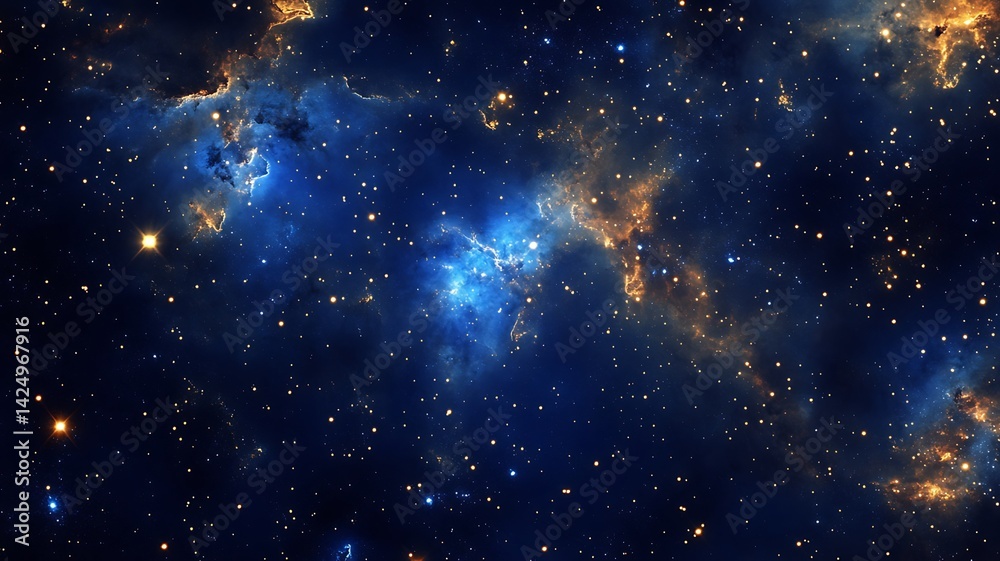 Fototapeta premium Dark cosmic background starry night sky glowin