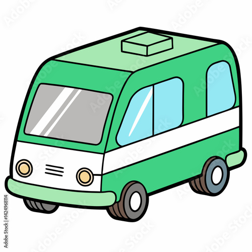 green bus isolated on white
