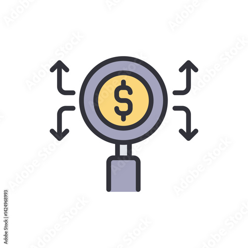 Cash flow colored icons, minimalist vector illustration ,simple transparent graphic element .Isolated on white background