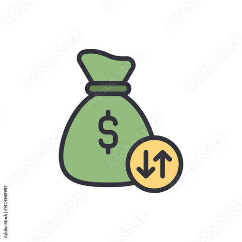 Cash flow colored icons, minimalist vector illustration ,simple transparent graphic element .Isolated on white background
