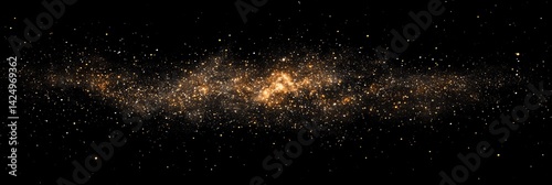 Viewing Galaxy's Glowing Golden Stars on a Dark Night Background