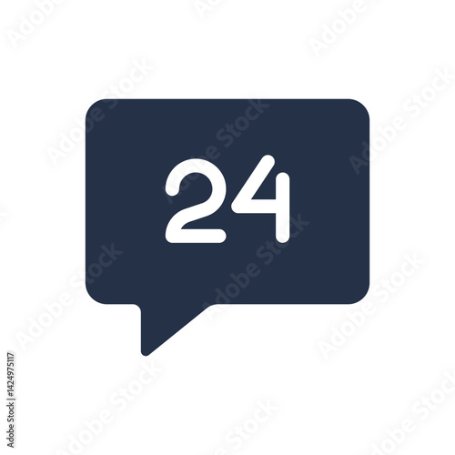 24 hours support icon. Solid glyph series icon