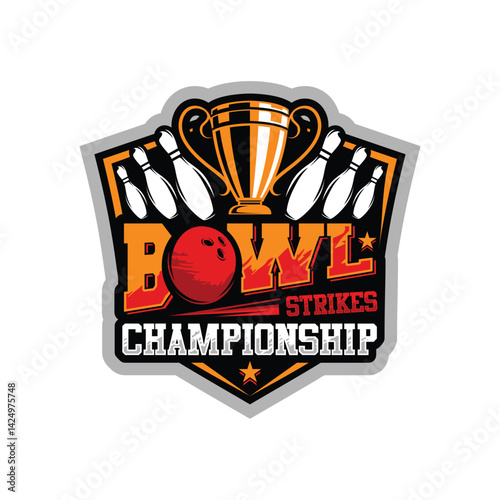 Bowling Championship Sport logo design vector
