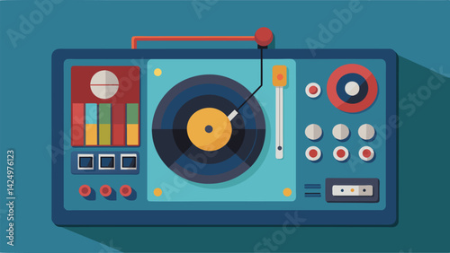 A record player with customizable speed options allowing for precise listening control. Vector illustration