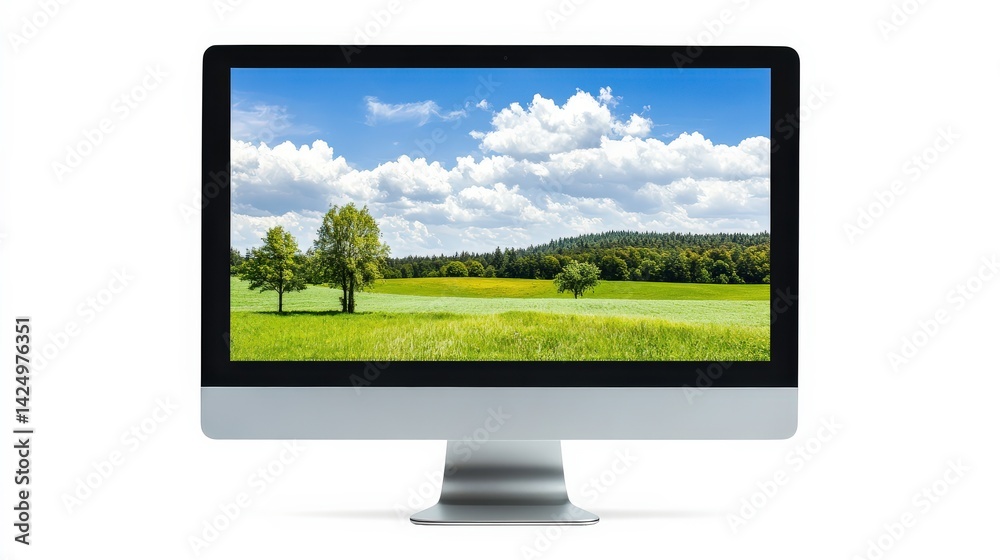 Vibrant Landscape Display on Modern Monitor Vibrant Landscape Display on Modern Monitor