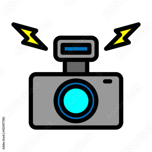 Camera Flash Vector Filled Icon Design