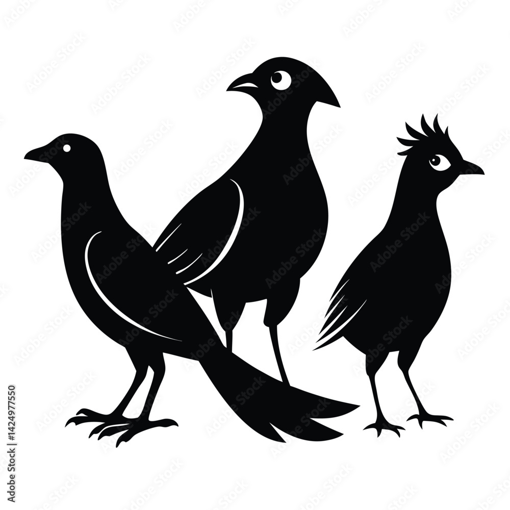 Fototapeta premium Rallidae birds set shilhotee vector isolated on white background