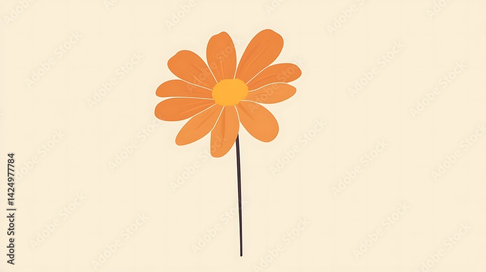 Naklejka premium Orange Flower with Simple Background.