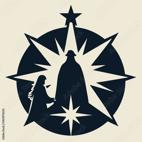 Modern Minimalist Nativity Scene with Starburst Design