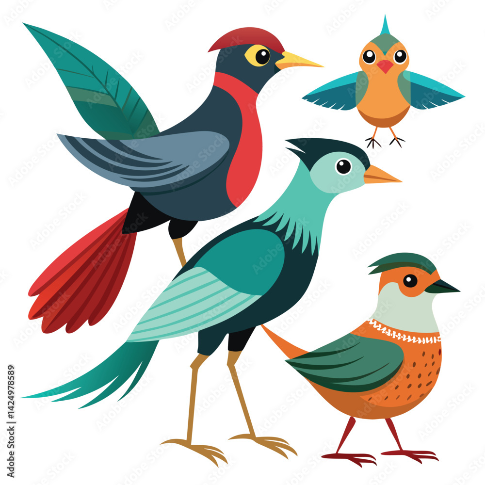 Rallidae birds set shilhotee vector isolated on white background Rallidae birds set shilhotee vector isolated on white background