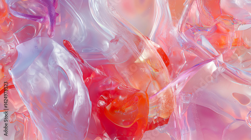 Vibrant slide wallpaper showcasing generative AI algorithms with neon lights, metallic & plastic textures in bright reds, purples, and blues. Futuristic & eye-catching