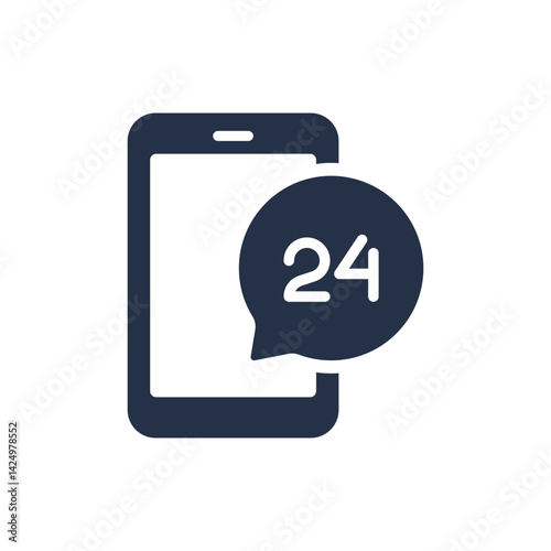 24 hours support icon. Solid glyph series icon