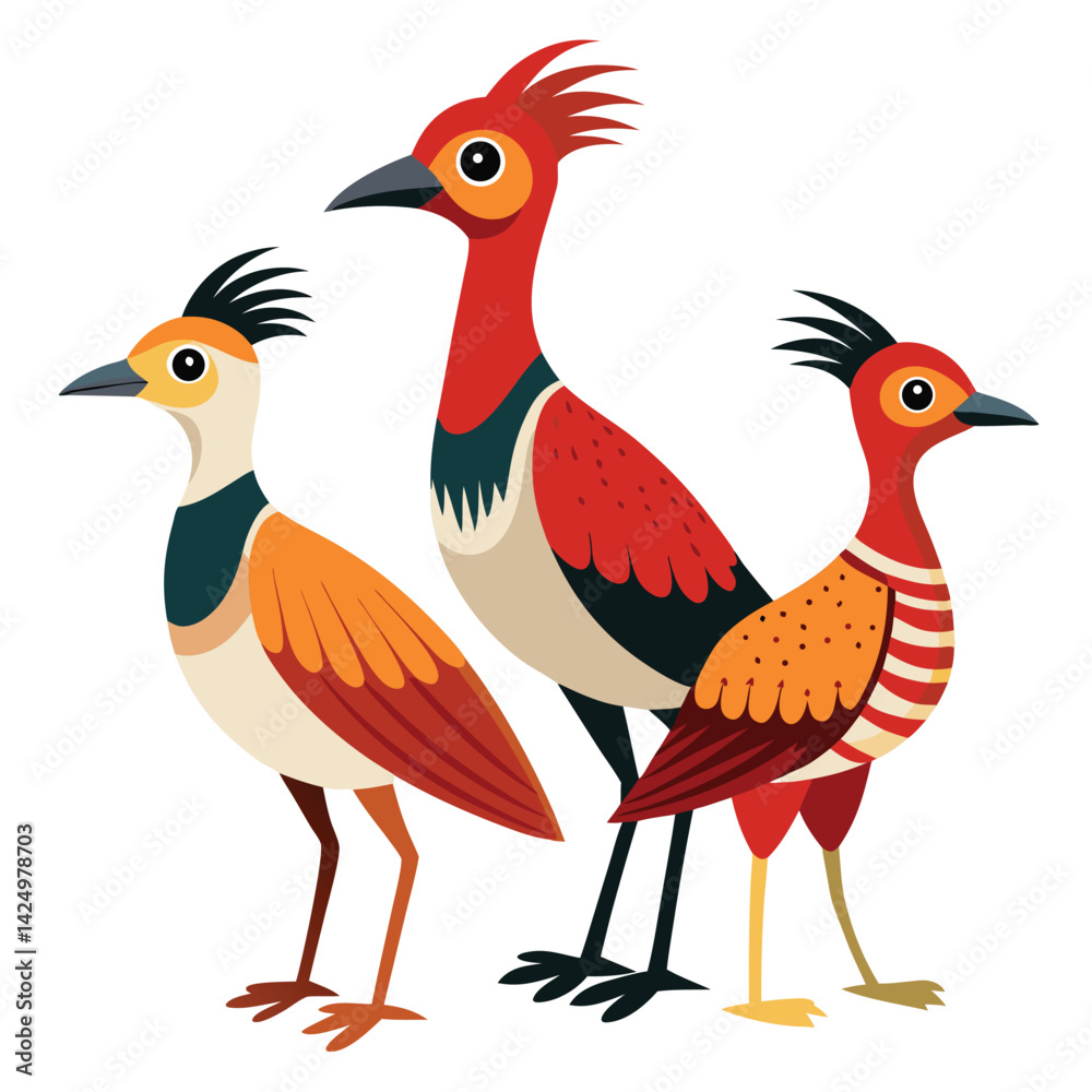 Obraz premium Rallidae birds set shilhotee vector isolated on white background