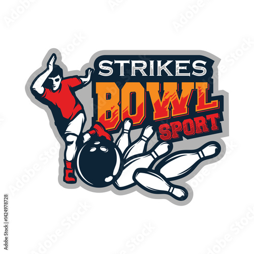 Bowling game logo design vector