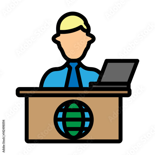News Anchor Vector Filled Icon Design