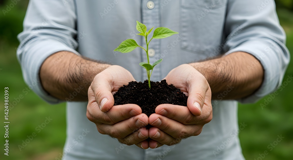 custom made wallpaper toronto digitalA person's hands tenderly cradle a small seedling emerging from fertile soil.