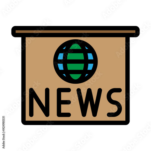 News Desk Vector Filled Icon Design