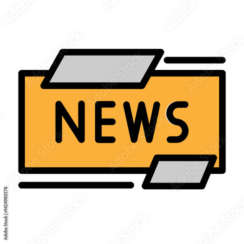 News Ticker Vector Filled Icon Design