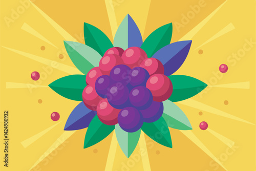 A vibrant vector art illustration showcasing a dynamic explosion of assorted berries in vivid colors, perfect for fruity-themed creative designs.