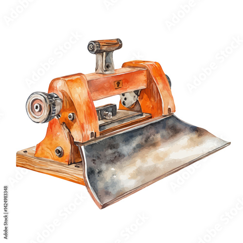 Hand planer, watercolor illustration, isolated on a white background.

