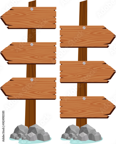 Road Wooden Signboard With Stone