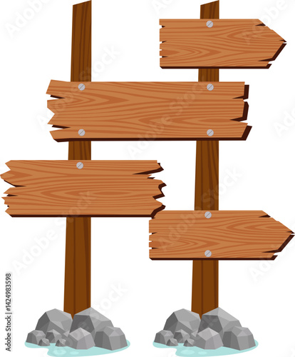 Road Wooden Signboard With Stone