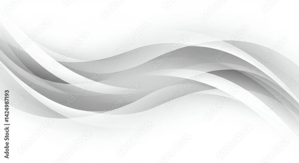 Naklejka premium Abstract flowing curves in shades of gray and white create a dyn
