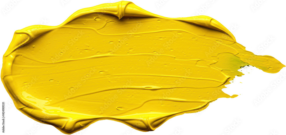 Bright yellow thick paint smear with texture