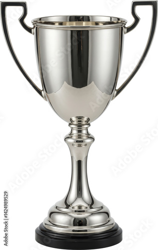 Obraz na płótnie Shiny silver trophy cup on dark base w salonie