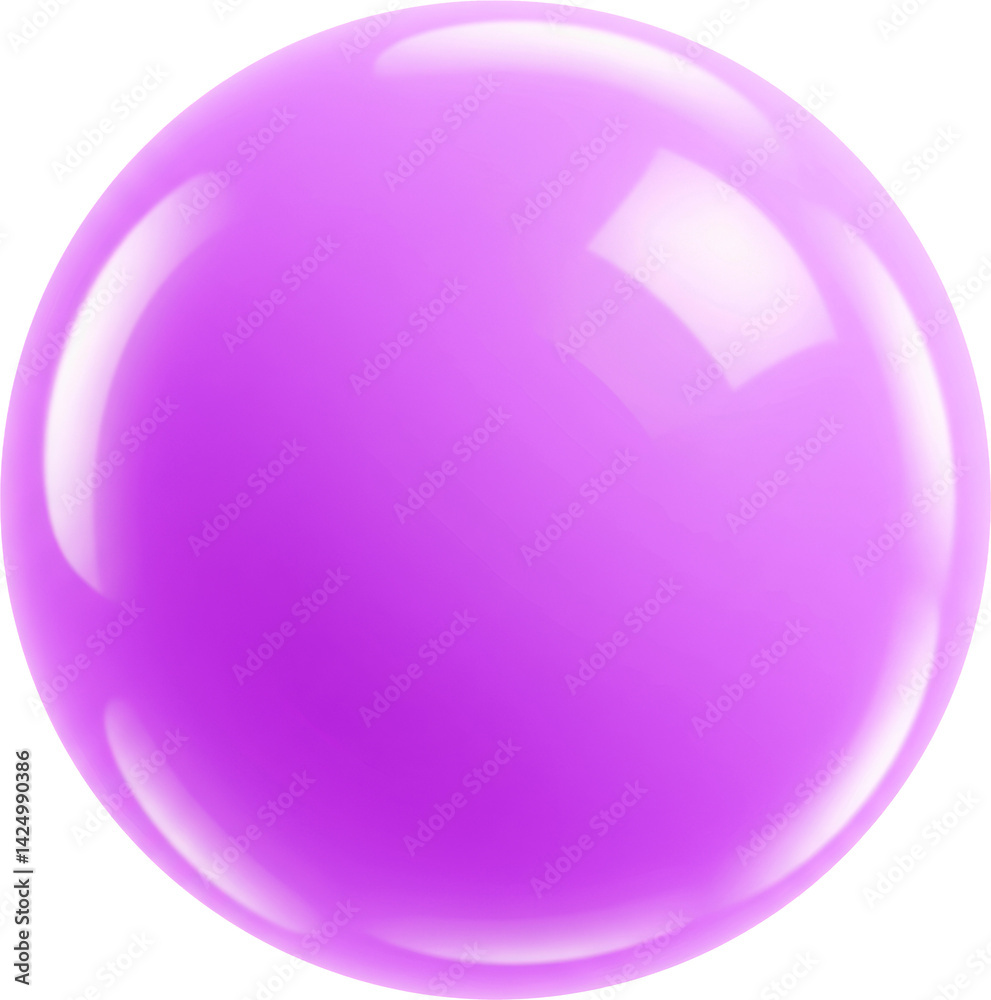 Glossy purple sphere with bright light reflections