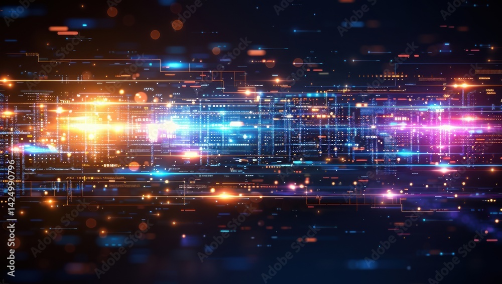 Obraz premium A colorful, glowing line of lights that appear to be moving