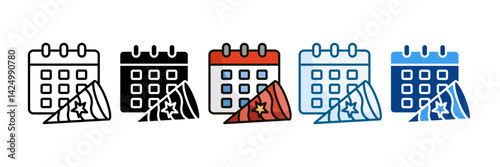 Calendar New Year Icon Set Multiple Style Collection