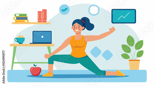 A health vlogger shares her favorite athome lowimpact exercises that are perfect for busy moms trying to stay active.. Vector illustration