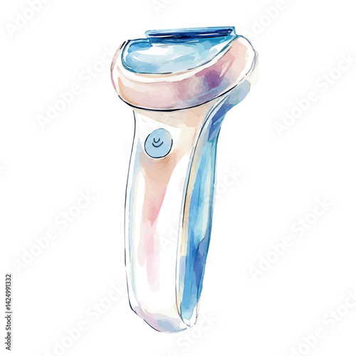 Hair removal epilator, watercolor illustration, isolated on a white background.

