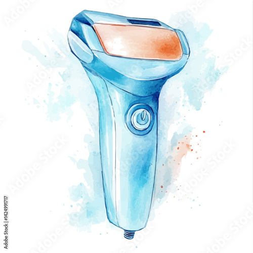Hair removal epilator, watercolor illustration, isolated on a white background.

