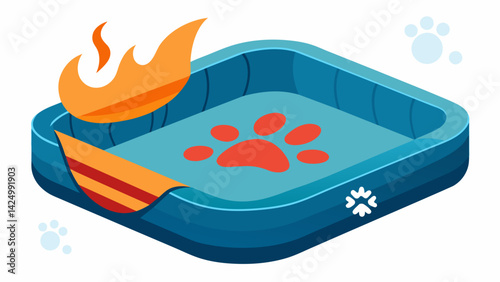 A thermal pet bed that uses advanced insulation technology to keep your pet warm and comfortable in the coldest of temperatures.. Vector illustration