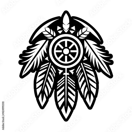 A glyph style icon of eagle feathers symbol