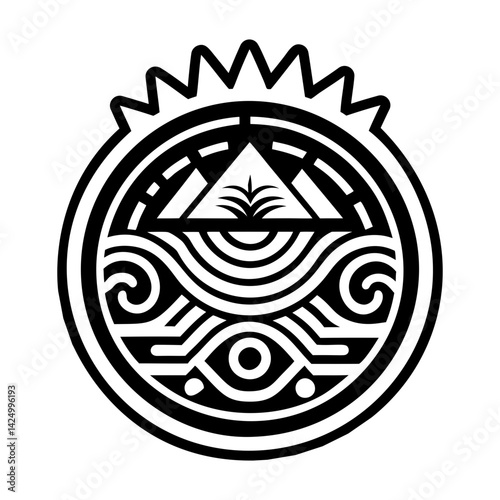 A glyph style icon of sacred river tattoo