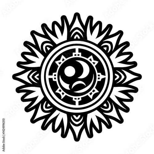 A filled style icon of solar eclipse symbol