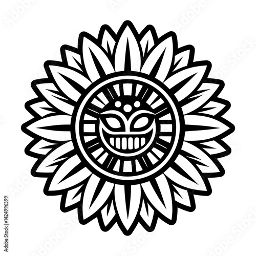 A glyph style icon of hopi sunflower symbol