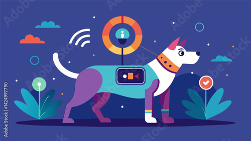 Give your pet the best care possible with an activity monitor that alerts you to any changes in their movement and rest patterns.. Vector illustration