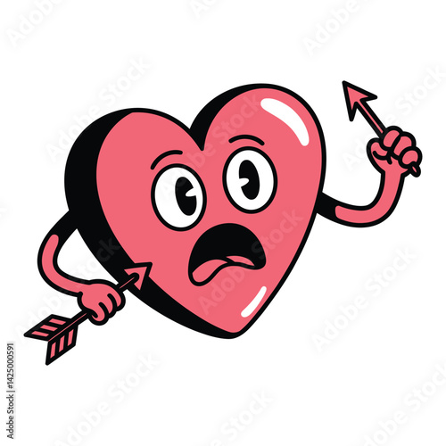 Funny Cartoon Heart Shot by Arrow Illustration