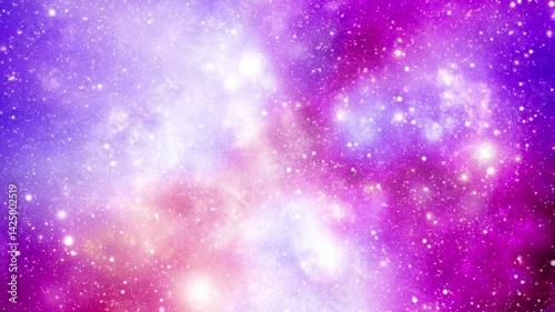 Beautiful purple galaxy with bright stars and cosmic clouds, showcasing a mystical starry sky in outer space.